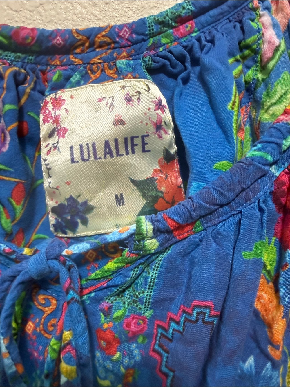 LULALIFE Vibrant Blue Floral Boho Tassel Dress - Picture 2 of 5
